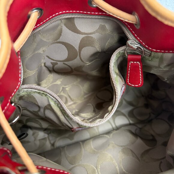 Vintage Coach Holiday Plaid Drawstring Bucket & Wristlet Set - 100% Wool in EUC - Picture 9 of 16